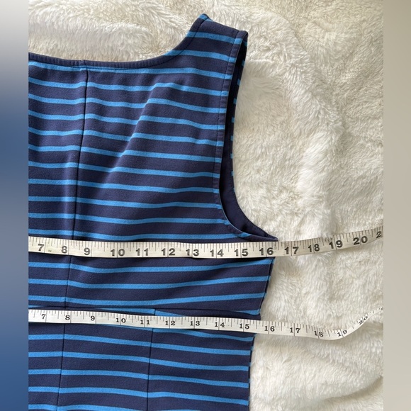 Peter Som Design Nation, Blue Sleeveless, V-neck Blue Striped Dress, size: 10 - Picture 6 of 8